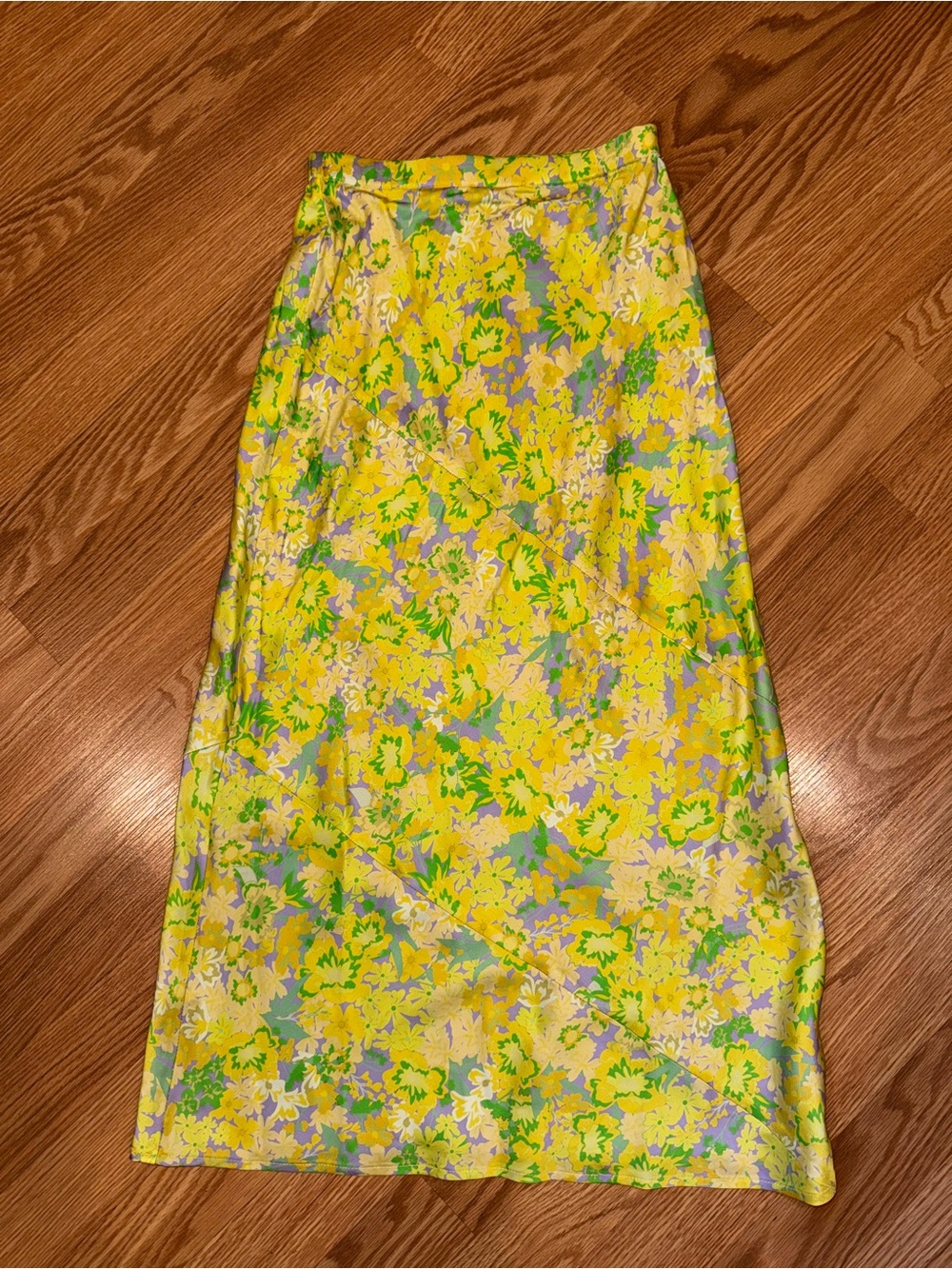 For‎ Love and Lemons Yellow Lavender Floral Maxi Skirt sz XS